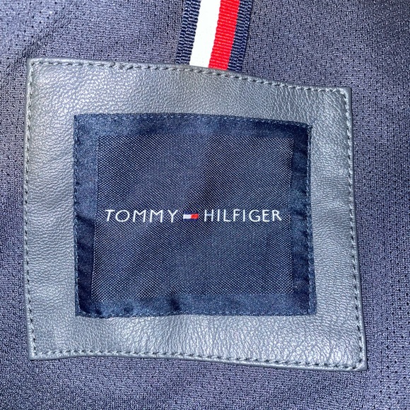 Men’s Gray Leather Motorcycle Jacket Tommy Hilfiger Coat Plus Size 2X - Picture 5 of 7